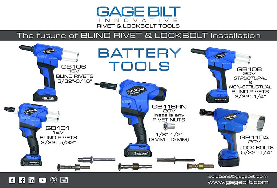 盲河和锁螺栓安装工具从Gage Bilt