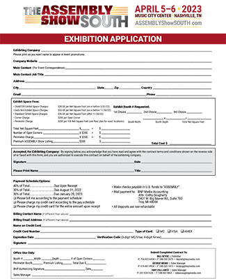 ASSEMBLY Show SOUTH Exhibitor Contract